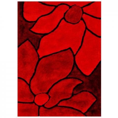3D Flower Rugs in Red