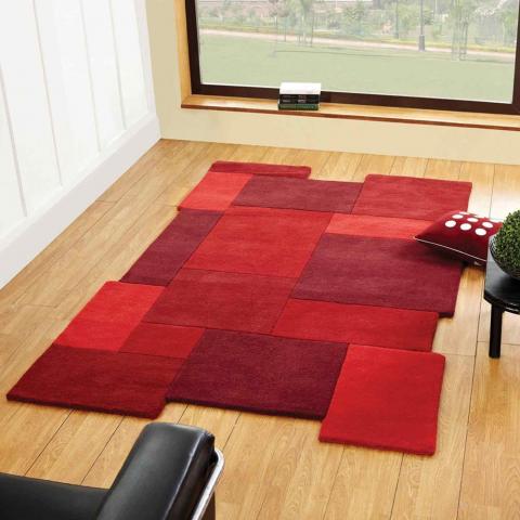 Abstract Collage Rugs in Red