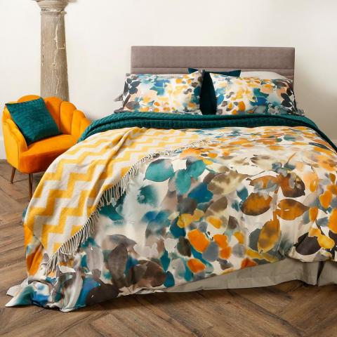 Amber Floral Bedding and Pillowcase in teal