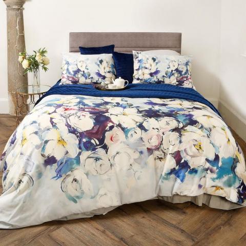 Bliss Floral Bedding and Pillowcase in Blue