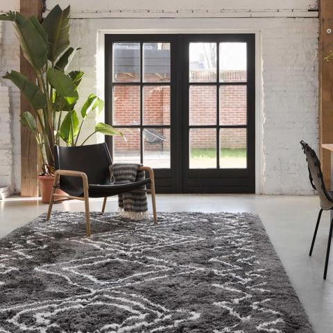 Boho and Scandic Yagour Rugs 5966 095 in Anthracite White