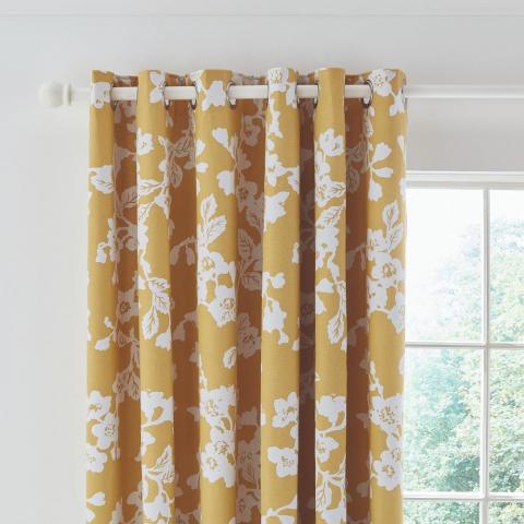 Bouvardia Lined Curtains By Helena Springfield in Honey Yellow