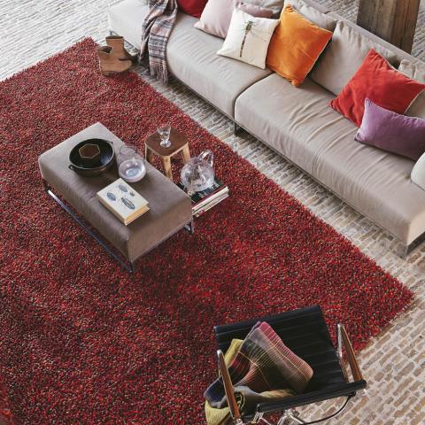 Brink and Campman Rocks Shaggy Wool Rugs 70503 Red