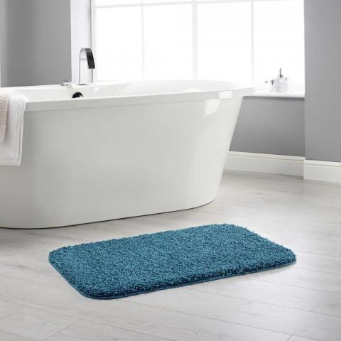 Buddy Bath Washable Toilet Bathroom Mat Rugs in Teal Petrol Blue