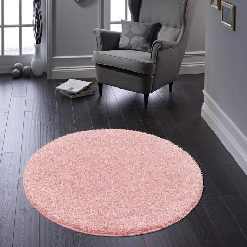 Buddy Washable Round Rugs in Candy Pink