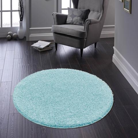 Buddy Washable Round Rugs in Baby Blue