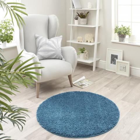 Buddy Washable Round Rugs in Teal