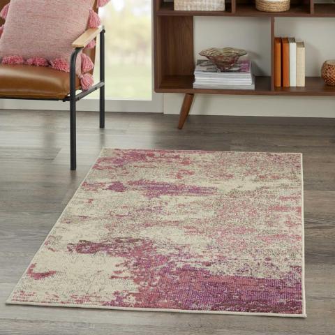Celestial Modern Abstract Rugs CES02 in Ivory Pink