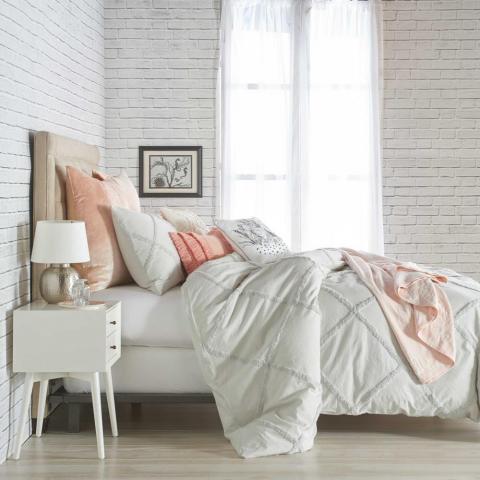 Chenille Lattice Bedding and Pillowcase By Peri Home in Grey