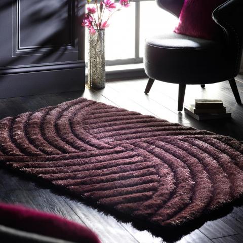 Dallas Carved Shaggy Rugs in Mauve