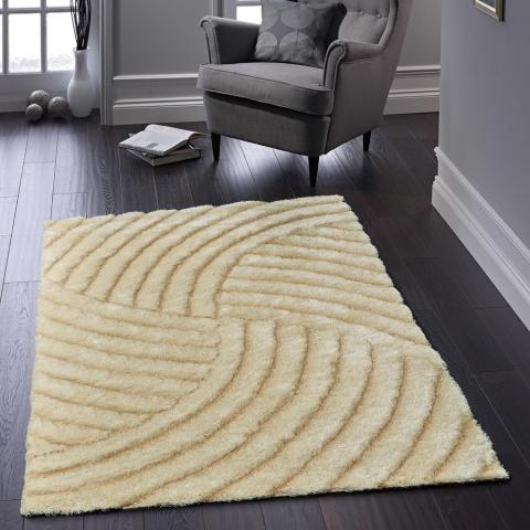Dallas Carved Shaggy Rugs in Champagne