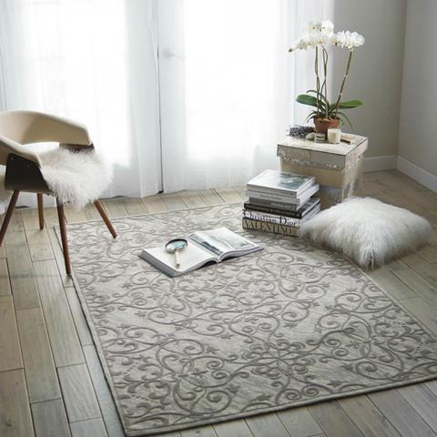 Damask Rugs DAS01 in Ivory and Grey by Nourison