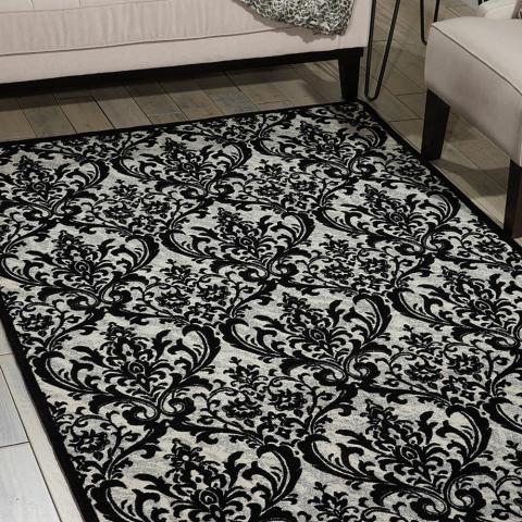 Damask Rugs DAS02 in Black and White by Nourison
