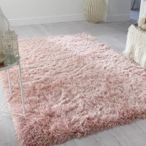 Dazzle Shaggy Rugs in Blush Pink