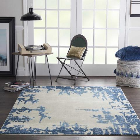 Etchings Designer Modern Rugs ETC04 in Ivory Blue by Nourison