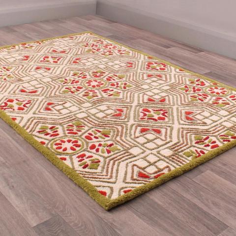 Fusion Timor Rugs in Green and Red