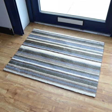 Hola Stripe Doormats in HL07 Grey Brown and Cream