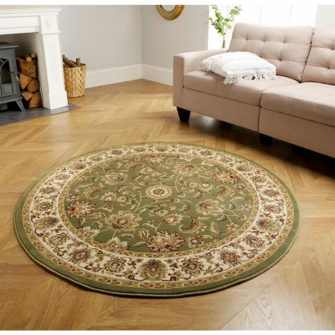 Kendra Traditional Round Circle Rug 333O G in Green