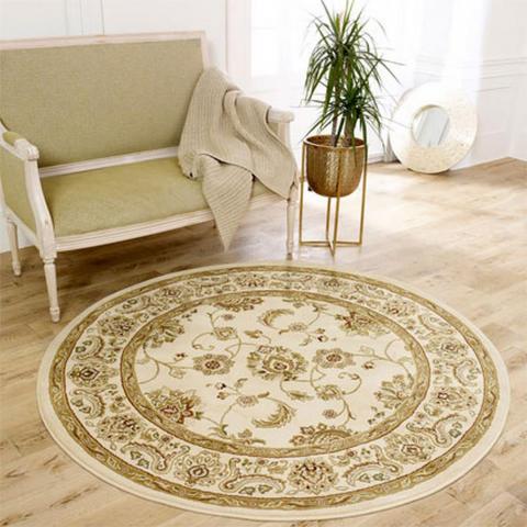 Kendra Traditional Round Circle Rug 233O X in Cream