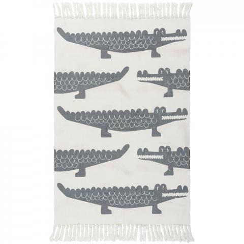 Leka Snap Crocodile Childrens Nursery Rugs in Grey