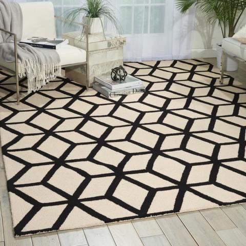 Linear Rugs LIN01 in Ivory and Black