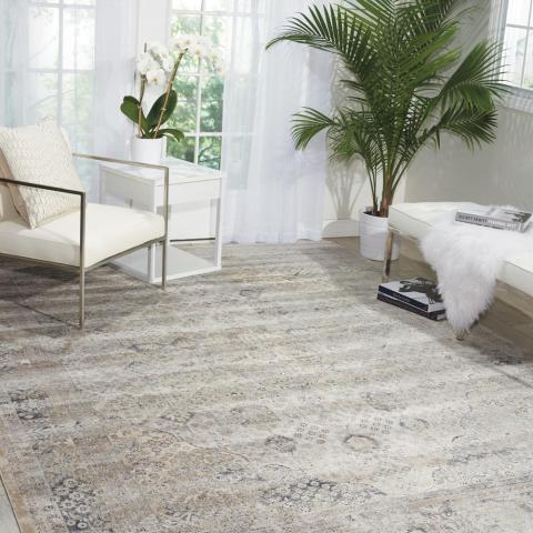 Malta Rugs MAI01 by Kathy Ireland in Ivory and Blue