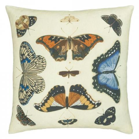 Mirrored Butterflies Cushion in Parchment by John Derian