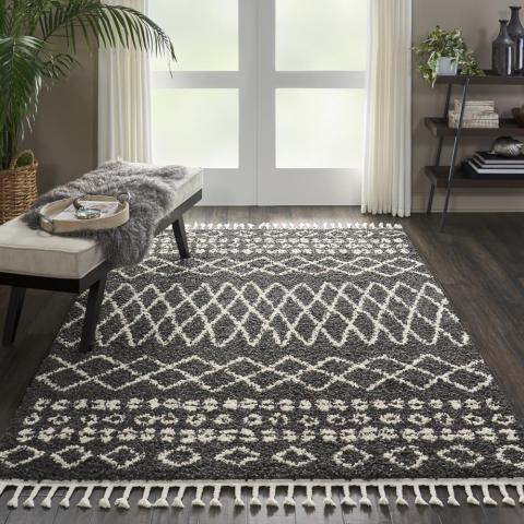 Moroccan Shaggy Rugs by Nourison MRS02 in Charcoal
