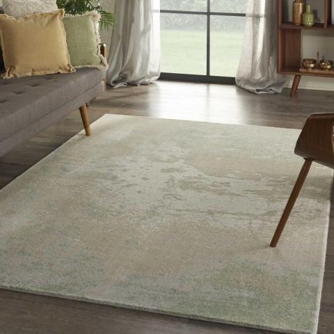 Nourison Twilight Abstract Wool Rugs TWI06 in Ivory Green