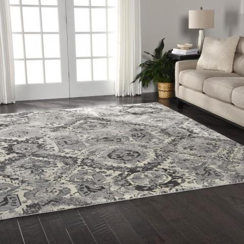 Nourison Twilight Rugs TWI03 in Ivory and Grey