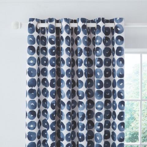 Ornella Spot Lined Curtains By Helena Springfield in Indigo Blue