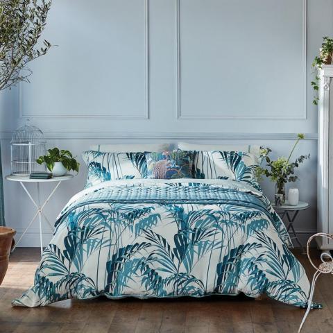 Palm House Designer Bedding and Pillowcase By Sanderson in Eucalyptus