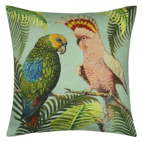 Parrot And Palm Cushion in Azure by John Derian