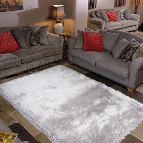 Pearl Shaggy Rugs in Silver