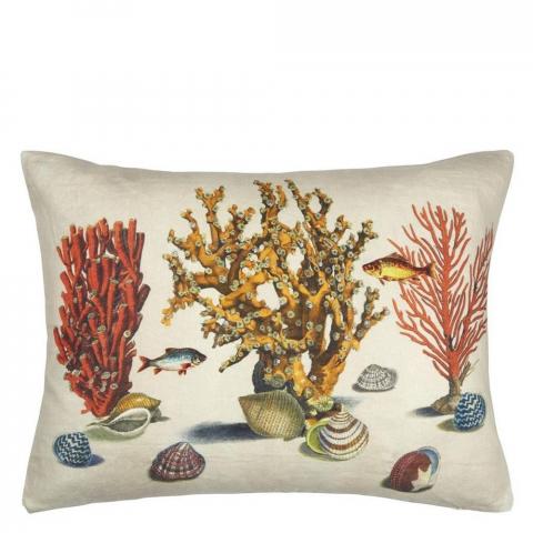Sea Life Cushion in Coral by John Derian