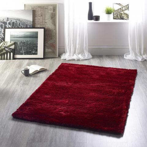 Shimmer Shaggy Rugs in Red