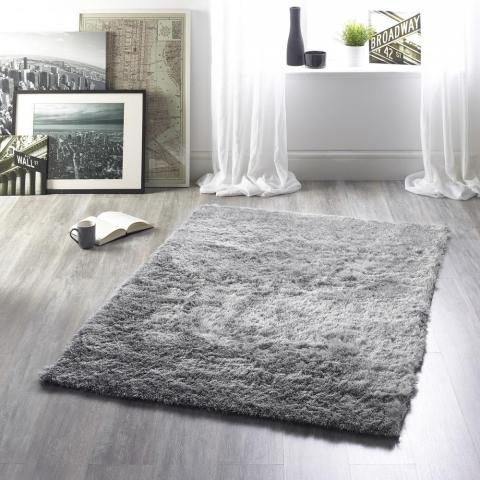 Shimmer Shaggy Rugs in Silver