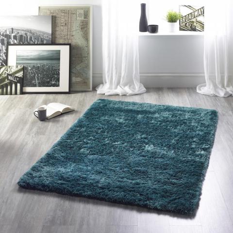 Shimmer Shaggy Rugs in Teal