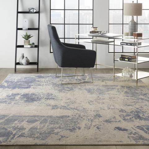 Silky Textures Rugs SLY02 by Nourison in Blue Cream