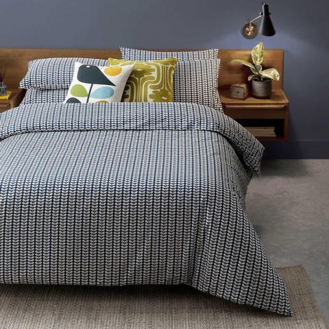 Tiny Stem Bedding and Pillowcase By Orla Kiely in Whale Blue