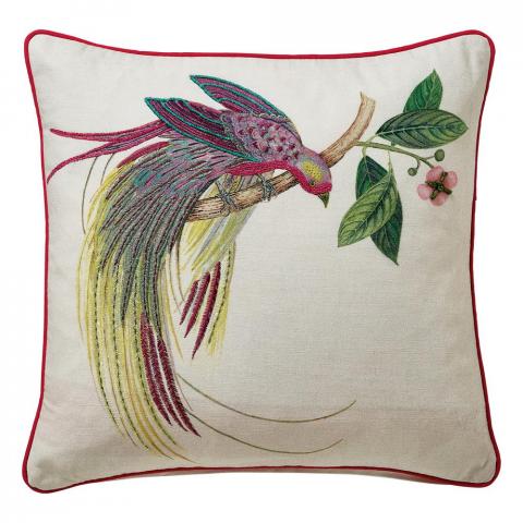 Tulipomania Bird Designer Cushion by Sanderson in Amethyst Purple