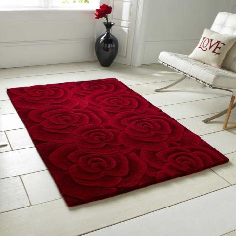 Valentine Rugs VL10 Hand Made Indian Wool in Red
