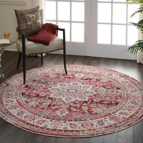 Vintage Kashan Circluar Rugs VKA01 by Nourison in Red