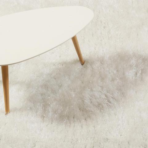 Weconhome Shiny Touch Shaggy Rugs 1411 060 in White